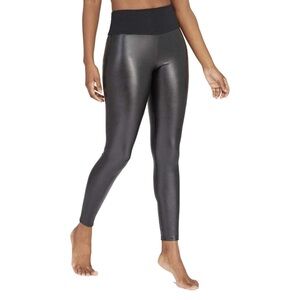 Assets Spanx Black Faux Leather High Rise Slimming Shaping Leggings Size Small